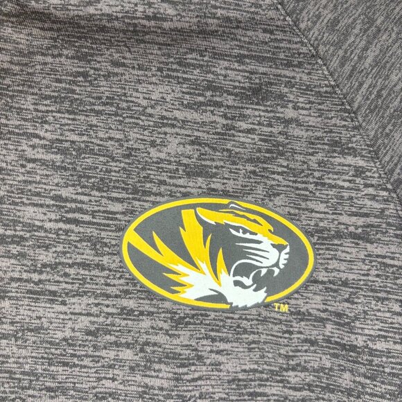 MIZZOU Performance 1/4 Zip Mens M Gray Gold Long Sleeve Stretch - Picture 6 of 7